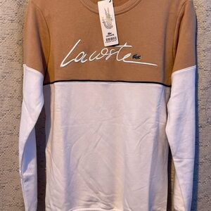 Lacoste Men's Tan and White Sweatshirt